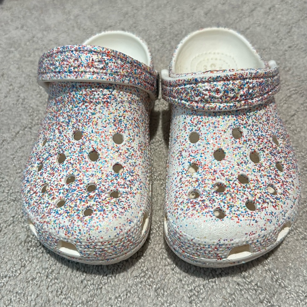 Girls, glitter crocs, size 12